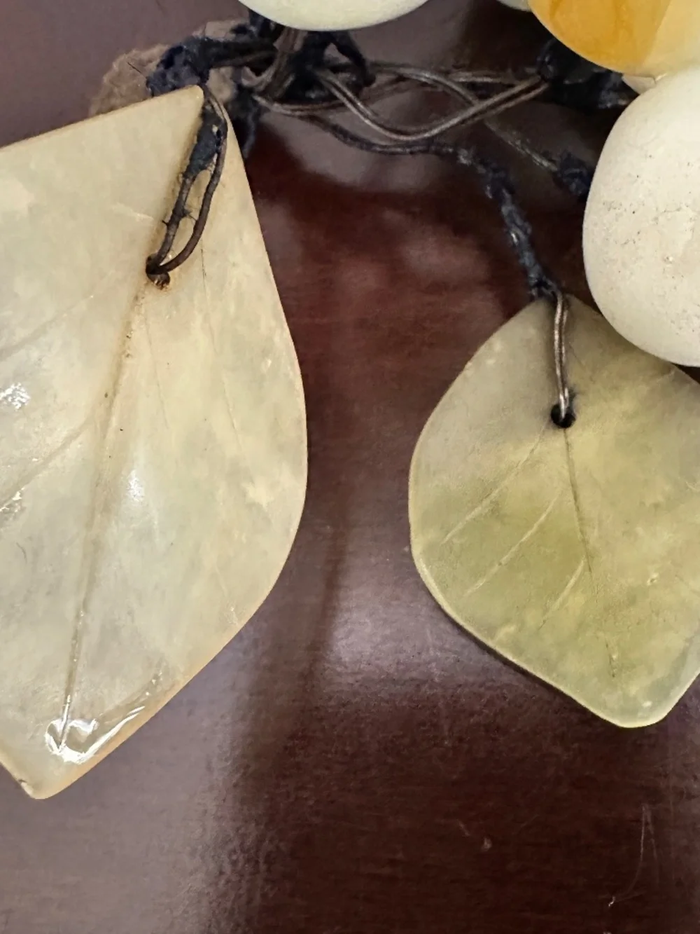 2 BUNCHES Of Vintage Green Onyx & Jade Stone Decorative Fruit